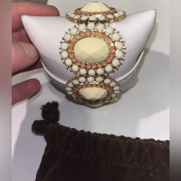 Michael KORS Elastic Banded Oval Beaded Pink Yellow White Bracelet